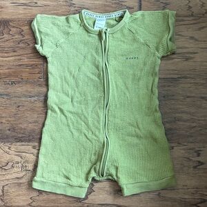 Green Kids Waffle Zip Wondersuit